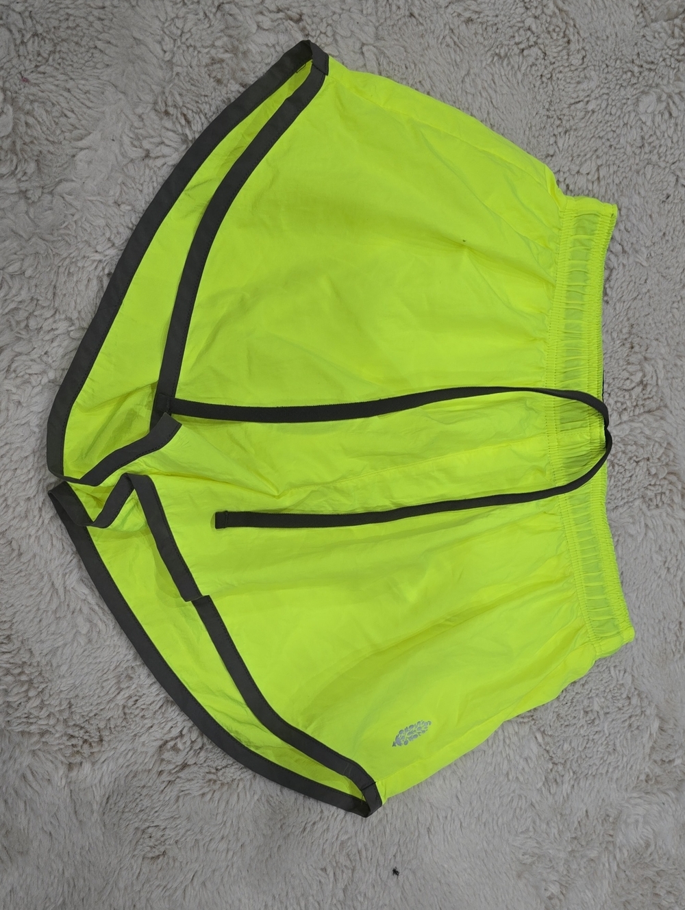 Free People Neon Yellow Athletic Running Shorts with Black Trim